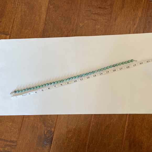 Silver Genuine Turquoise Beads Hand Knotted Vintage Beaded Necklace - Picture 10 of 10